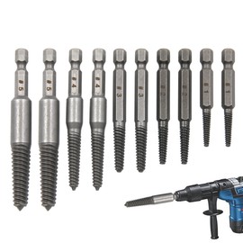 10 Pcs Screw Extractor Set 1/4" Hex Shank Easy Out Bolt Extractor Damaged Screw Remover and Extractor Bit Set High-Quantity Carbon Steel Screw Remover Tool for Broken Bolts Studs