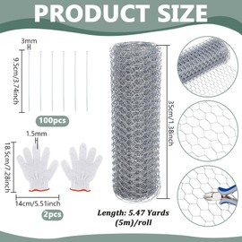 BENECREAT 196 * 13.7 Inch Chicken Wire Fencing Mesh, Hexagonal Frame Chicken Wire Mesh for Crafts DIY Grid, Garden, Wedding Arch, Christmas Thanksgiving Decorations
