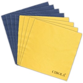 CIBOLA Eyeglass Cloth, 8 Piece Set, Microfiber, Cleaning Cloth, Smartphone, Camera Lenses, TV, LCD Screen, Fingerprint Wipe, Wipe Cloth (Blue (4 Pieces), Yellow (4 pieces), 5.9 x 5.9 inches (15 x 15