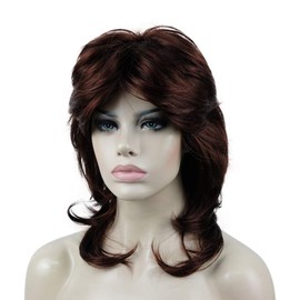 Lydell Long Wavy Wig Shaggy Layered Classic Wigs with Bangs for Women Rose