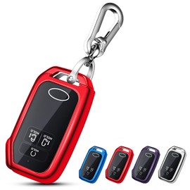 QBUC for KIA Key Fob Cover Case with Keychain for Kia Ceed Cerato Forte Niro Seltos Sorento Soul K5 Sportage Telluride, Red, universal