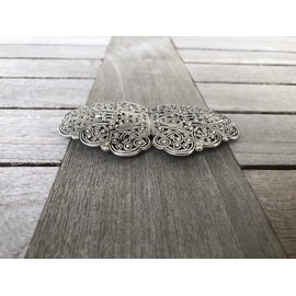 Hartmann-Knöpfe Silver Traditional Aprons Dirndl Buckle Clasp Metal for Sewing 90 mm x 50 mm (Pack of 1), silver