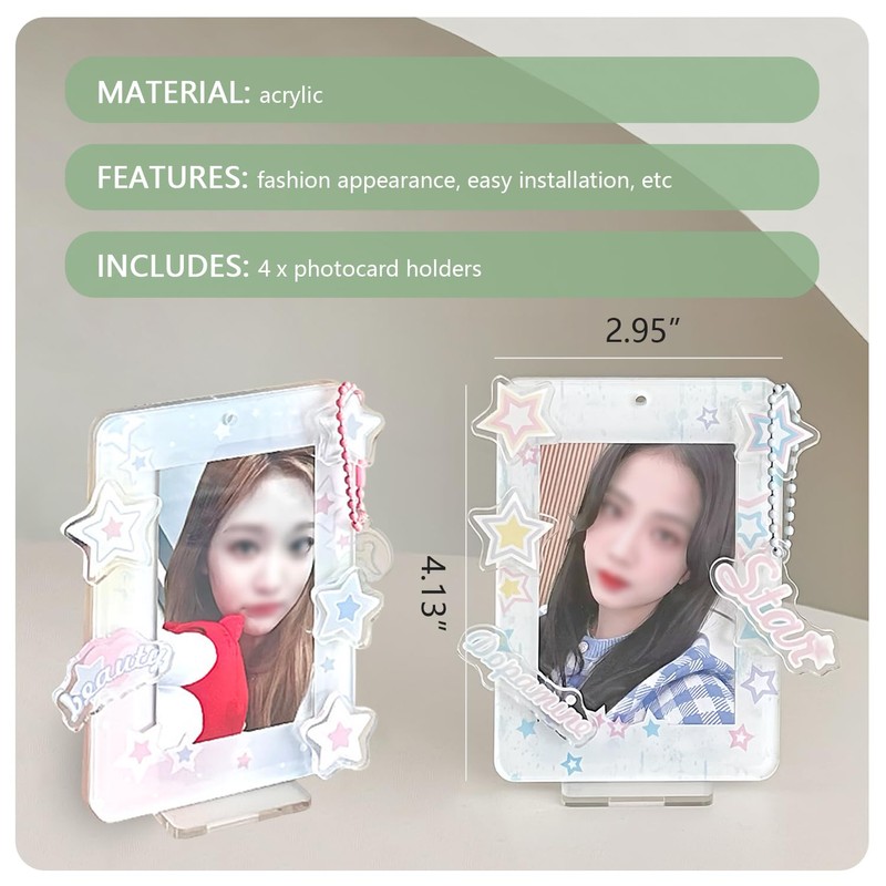 WAYUTO 4PCS Tabletop Photocard Holder 3 Inch Acrylic Kpop Display