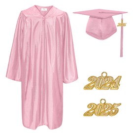 Happy Secret Shiny Graduation Gown and Cap Tassel with 2024&2025 Year Charm Unisex Adult for High School and College Bachelor