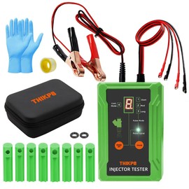 THIKPO Universal Fuel Injector Tester Cleaner Tool Kit, DIY Cleaning Tool with 8 Pulse Modes, 4 Wire Dual Channel for 2 Injectors, 8 Size Adapters, 12V/5V Output Power