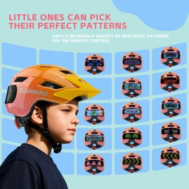 Kids Bike Helmet for Boys Girls: Helmets for Children and Adolescents 5-14 Years Old，64-Pattern LED Light Adjustable Kid Helmet Multi-Sport Protection