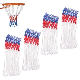 4Pcs Netball Hoop, Braided Multicolor Netball Net Indoor or Outdoor, Tricolor Strong and Durable Basketball Net Outdoor Fit All Basketball Hoops