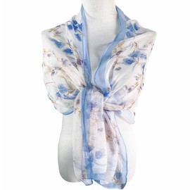 Acotavie Scarfs for Women Lightweight Scarves Fashion Print Floral Pattern Sheer Scarf Shawl Wraps (blue)