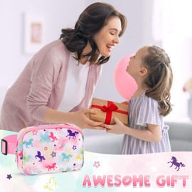 WAWSAM Kids Belt Bag Fanny Pack - Unicorn Girls Crossbody Bags Waist Bag Purse for Girls with Adjustable Waistband 51-90 cm Multiple Compartments Waist Bags Girl Sports Bags Child Runner Bag Gift