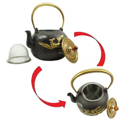 Funmaker Japanese Style Tetubin Tea Kettle Iron Teapots Japanese Cast Iron Teapot Handmade Uncoated Teapot Health Teapot 40.5oz / 1200ml (Type-10)