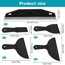 Paint Trim Guard, 12 Inch Stainless Steel Paint Shield with 4 Scrapers, Multi-Purpose Black Paint Edging Tool, Edge Painting Tool for Cutting in Paint Guide Measurement Trim