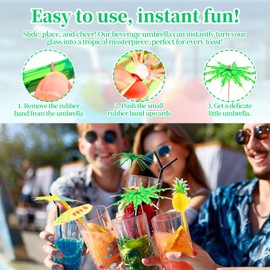 50PCS Cocktail Umbrellas for Drinks, 5 Style Paper Umbrellas for Drinks & Color Tiny Umbrella Cupcake Toppers for Drinks Fruit Hawaiian Party, Summer Mini Umbrellas for Drink