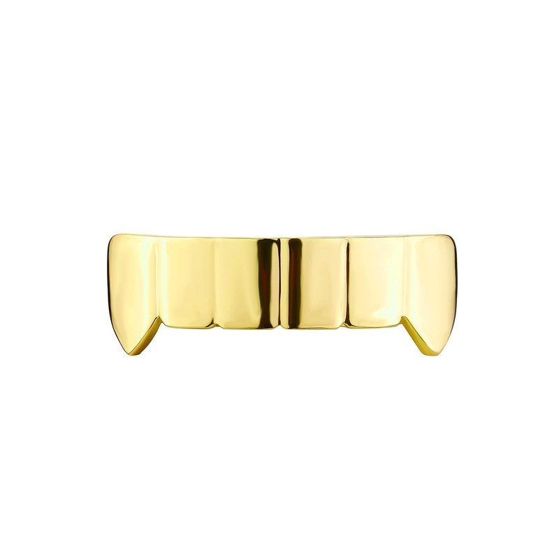 Gold Smooth Pure Color Grillz Teeth Cap for Upper and