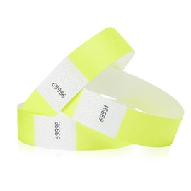 200 WristCo Neon Yellow Tyvek Wristbands for Events Tamper-Proof Design & Fluorescent Color Prevent Reuse Premium-Grade Bracelets for Hospital & Medical ID, Party & VIP Identification
