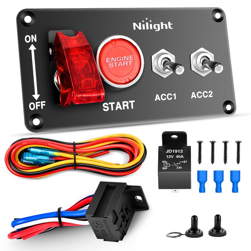 Nilight Ignition Rocker Switch Panel 12V 4 in 1 with