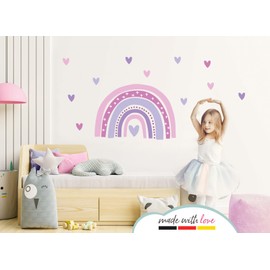 Little Deco DL942-1 Wall Sticker Rainbow Purple Hearts Nursery Baby Room Wall Sticker Hearts Wall Decoration