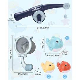Kureny Bath Toy Baby from 1-6 Years, Fishing Game Bath Toy, Children Bathtub Toy with Fishing Net, Bath Toy Magnetic Fish Fishing Toy for Toddlers,Toy Gift Girl Boy