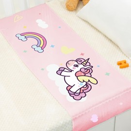 PROMEED 100% Mulberry Silk Crib Half Sleeve Sheet for Baby Hairloss and Bald Spot, Oeko-TEX Certified 23 Momme Silk Unicorn Toddler Crib Bedding Sheets for Baby Gilrs (Pink Unicorn)