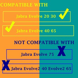 Evolve 40 / Evolve 65 Ear Pads TaiZiChangQin Earpads Ear Cushions Replacement Compatible with Jabra Evolve 20 30 40 65 Headphone Upgrade Protein Leather Black