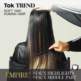 Sensationnel Empire yaki human hair - Tangle Free Weaving for Quick Weave and Sew in Styles for Faux Highlights and Fauxmiddlepart Leave Out - 1 Pack (18 inch, 2 DARKBROWN)