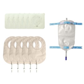 Urostomia Adulto, Sistema de dos piezas, 5 bolsas, 6 barreras y 1 Bolsa de Pierna URO-EQUIP