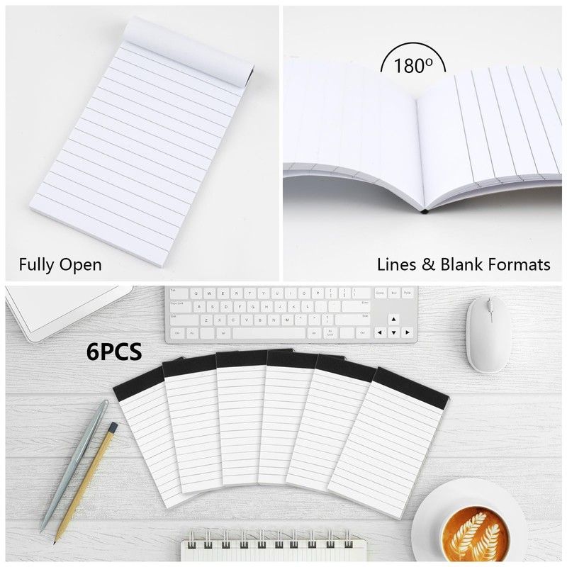 Hopton Notepad Small A7, Pack of 6 Lined Writing Pad,