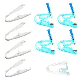 4 Pieces Painless Ear Piercing Gun & 4 Pieces Booster Disposable Safety Sterile Piercing Tool Kit with Booster, Total 8 Pieces, Stainless Steel
