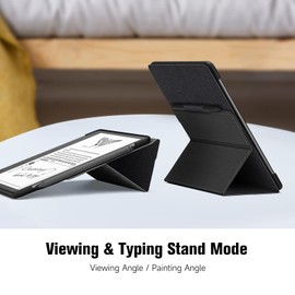 Ayotu Trifold Stand Hülle für Kindle Scribe (2024/2022 Released) – Hochwertige strapazierfähige Stoffhülle mit Stifthalter, Auto Sleep/Wake, nur für 10,2 Zoll Kindle Scribe 2024, Schwarz