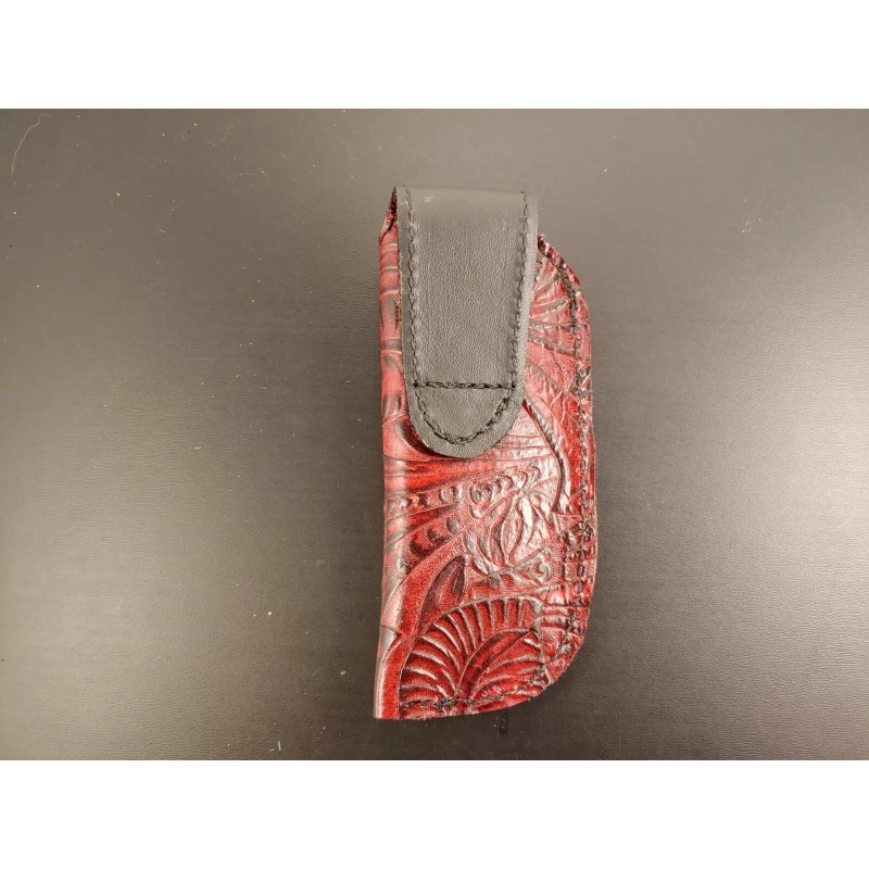 Buck Knives DRAGONBACKBONE FLORAL TOOLED leather BUCK 110 knife sheath