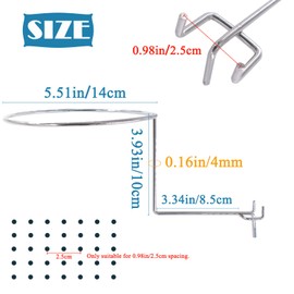 Cuyacili 6PCS Pegboard Hat Holder Hanger Helmet Rack Wall Mount Holder for Pegboard Wall Organizer Hat Home Storage Rack Hat Organizer for Shop Office Yard Gardens Wall Display Hats Ball Bag