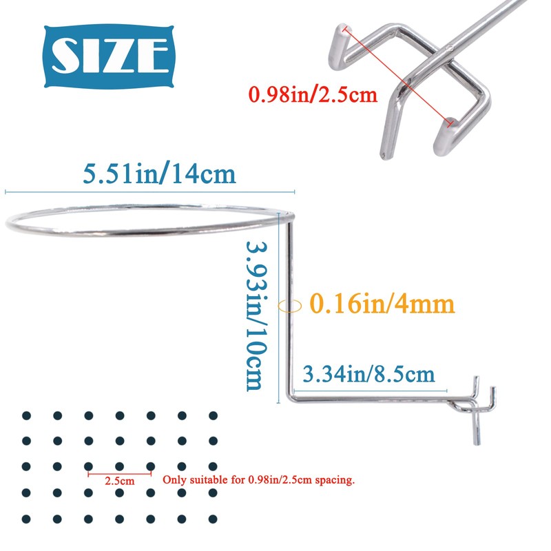 Cuyacili 6PCS Pegboard Hat Holder Hanger Helmet Rack Wall Mount