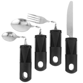 Weighted Utensils for Hand Tremors Angled Adaptive Utensils 4Pcs Self Eating Utensils Curved Cutlery Utensil