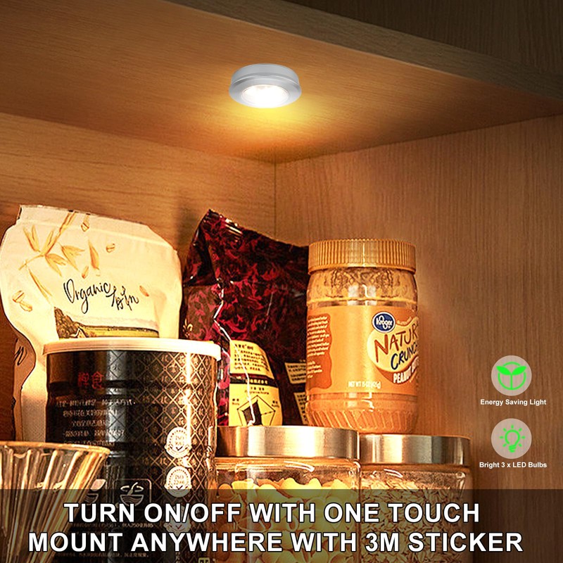 HONGUT Wireless LED Puck Lights, Touch Activated Tap Ligh Push