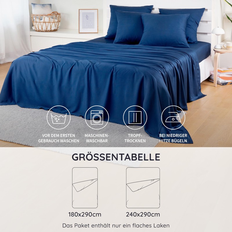 Navy Blue Bed Sheets without Elastic Bamboo | Cooling 180