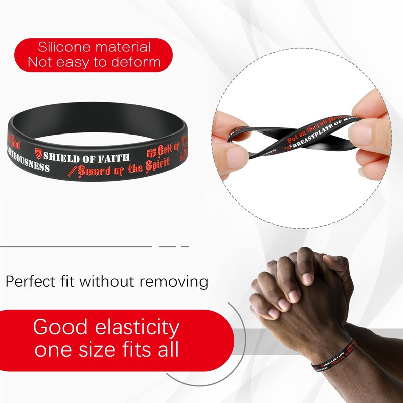 xiheer Armor of God Silicone Wristband Bracelets Ephesians 6: 10-18