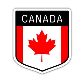 Squiddy Canada Canadian Flag Shield - Vinyl Sticker Decal for Phone, Laptop, Water Bottle (3" high)