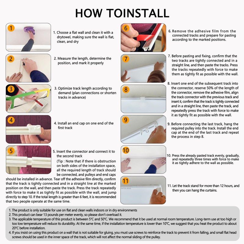 Ontrack Self Adhesive Curtain Track, Ceiling Track Set- No Drill,