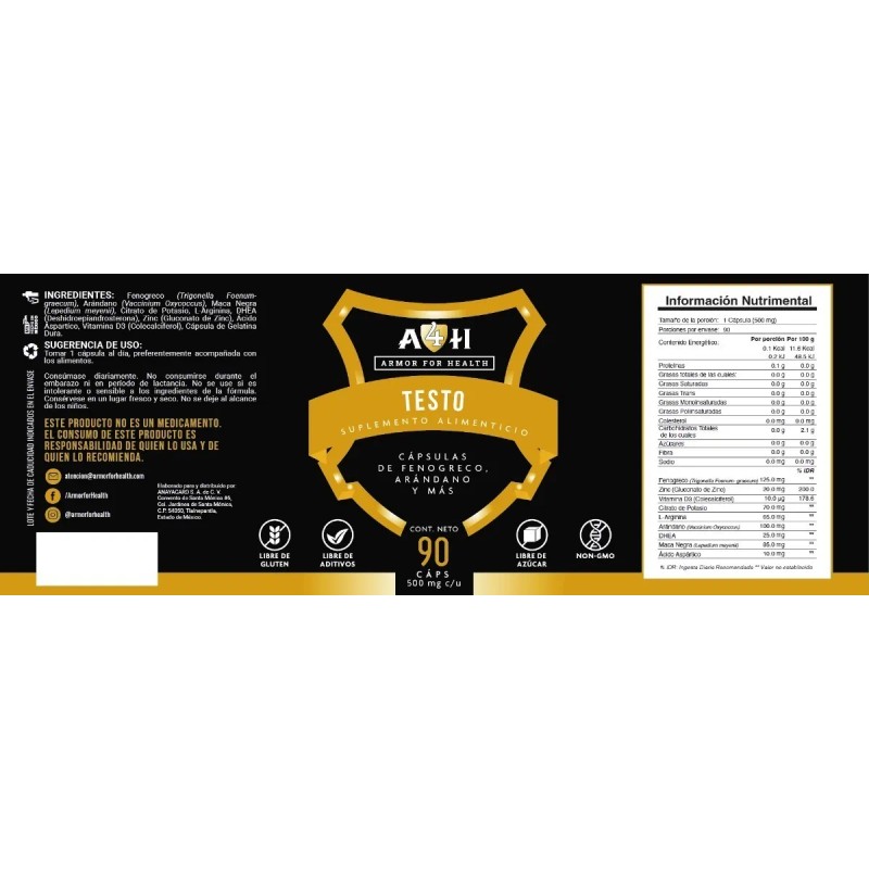 Testo For Men 90 Cpsulas Maca Negra Fenogreco Arginina A4h