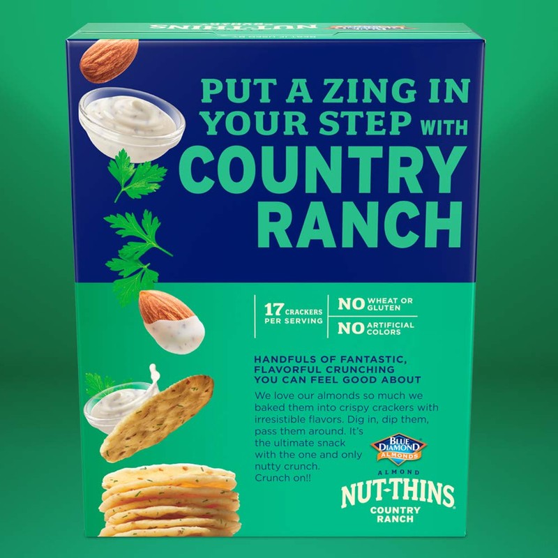 Blue Diamond Almond Nut Thins Cracker Crisps, Country Ranch, 4.25