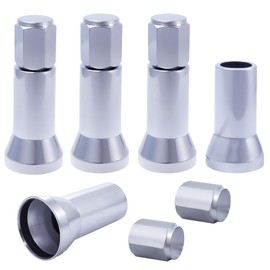 QILISEN Chrome Tire Valve Stem Caps 5 Pack - C20018 TR414 Valve Stem Sleeve Covers Fits All TPMS Rubber Valve Stems