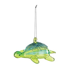 DEMDACO Winter Turtle Nautical Green 6 x 2 Spun Glass Holiday Hanging Ornament