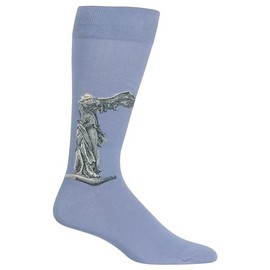 Hot Sox Men's Fun Famous Paintings Crew Socks-1 Pair Pack-Cool & Artistic Novelty Art Gifts, Winged Victory of Samothrace (Periwinkle), 6-12