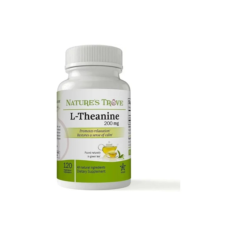 L-Teanina 200mg Nature's Trove 120 Cápsulas Sin Sabor Veganas