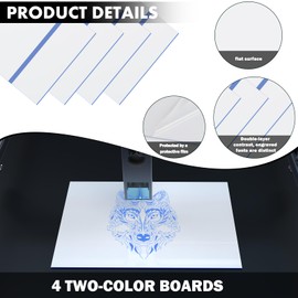 ABS Plastic Sheets 1/8 inch Thick 12''x8'' 4 Pack, Laser Engraving Double Color Plastic Sheet DIY Materials for Sign, Painting, Art Craft,Badges, DIY Carving (White Blue)