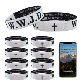 Hemasd 8Pack Bible Verse Bracelets Scan Wristbands, Christian Daily WWJD Bracelet, Jesus Scripture Bracelets, Christian Gifts for Women, Christmas Gifts for Women