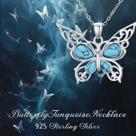 PARYFO Butterfly Necklace for Women 925 Sterling Silver Butterfly Turquoise Necklace Hypoallergenic Butterfly Jewelry Gifts for Women Wife Mother Grandmother