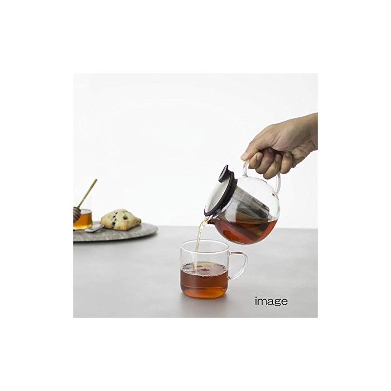 FORLIFE Bola Glass Teapot with Basket Infuser, 25oz./750ml., White