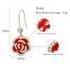 Enamel Rose Earrings-14K Gold Plated Drop Earrings for Women Fashion