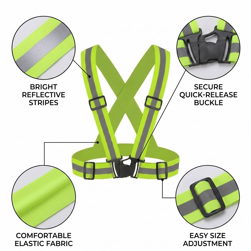 Reflective Vest Bicycle Reflective Safety Vest Adjustable - High Visibility