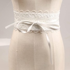 QIANXISUN Women's 2 Packs Lace Waist Belt Bow Tie Wrap Around Soft Leather Boho Corset Fashion Elegant for Dresses (Black+White)